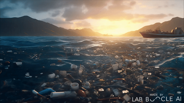 Cinemagraph de l'océan plastique