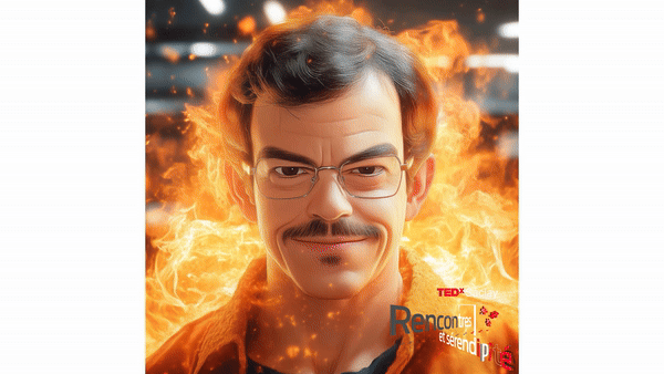 Blog - Endless AI Cartoon Loop of Alain Aspect burning like Dragon Ball Z. LAB BOOCLE AI
