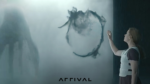 Arrival moovie circle language by alien