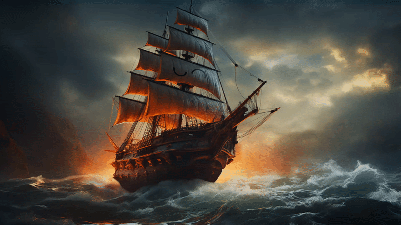 The Boocle's boat in a storm