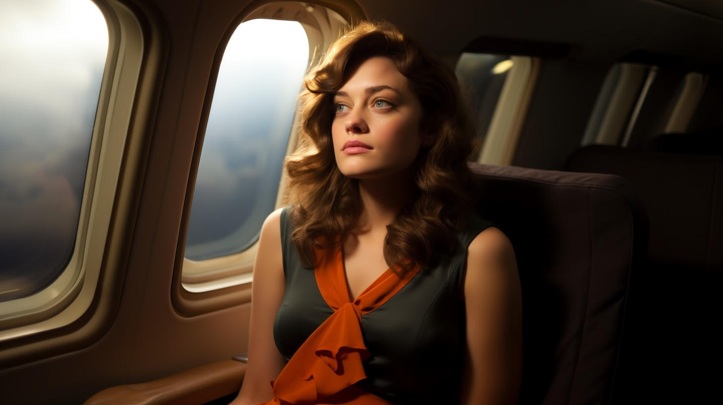 Marion Cotillard in the plane with ecological concerns