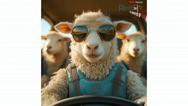 Blog - Endless AI Video Loop from sheeps to carpooling with a bulletproof vest. . LAB BOOCLE AI