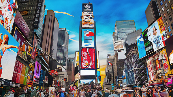 Écrans DOOH à Times Square, NYC, États-Unis