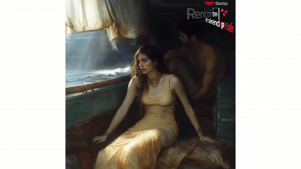 Blog - Endless AI Video Loop of a women wathcing the wave behind a window. LAB BOOCLE AI